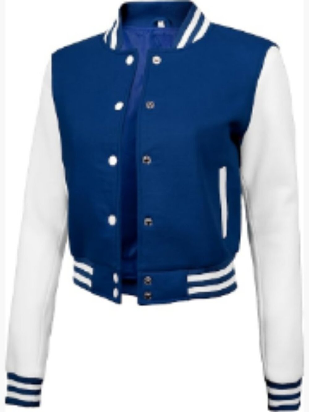 Cropped Varsity Jacket Women Casual Bomber Style Fleece Fabric